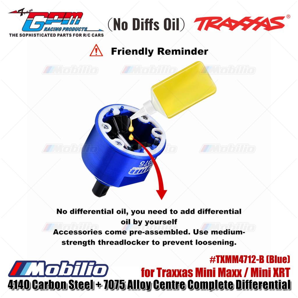 GPM Part #TXMM4712-B 4140 Carbon Steel + 7075 Alloy Centre Complete Differential for Traxxas Mini Maxx / Mini XRT Upgrade