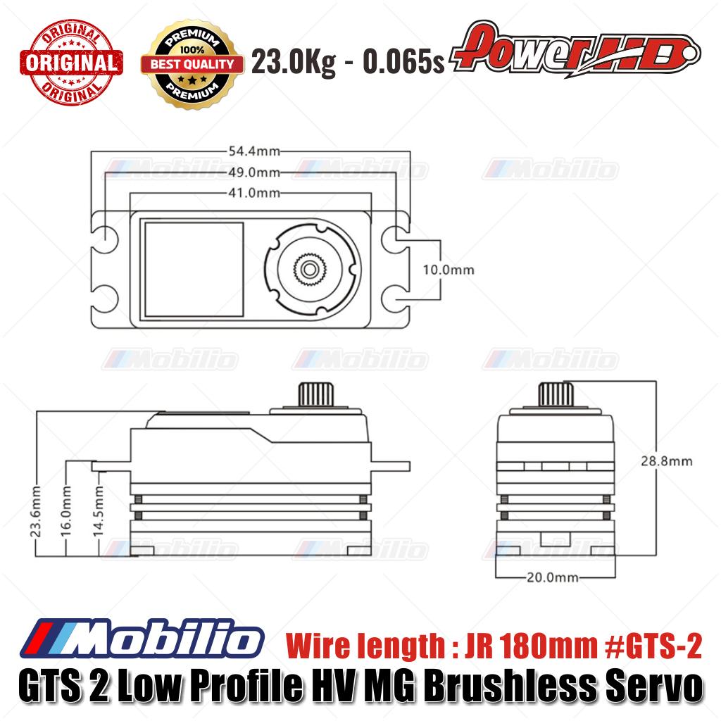 Power HD GTS 2 Low Profile HV MG Brushless Servo Wire length JR 180mm #GTS-2