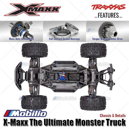 TRAXXAS 77096-4 Truk Monster X-maxx Xmaxx Skala 1/6 Baru dengan Ban Belted Sledgehammer, Motor Brushless 8s, Penggerak 4WD, TQI, TSM, Siap Pakai (RTR)