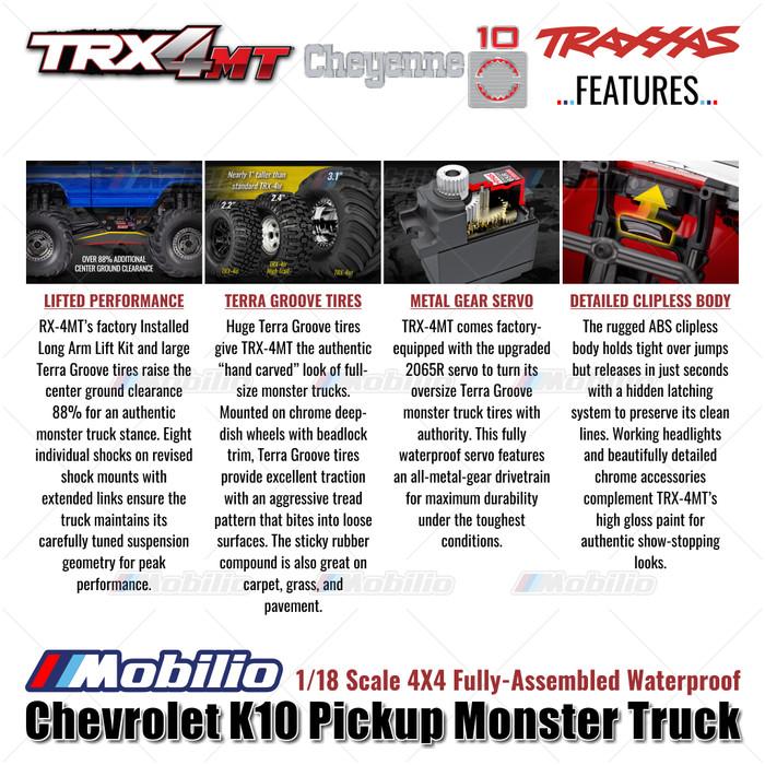 Traxxas 98064-1 TRX-4MT Chevrolet K10 Pickup Monster Truck Bigfoot Skala 1/18 4X4 RTR Rakitan Lengkap Tahan Air TRX4MT Tanpa Klip