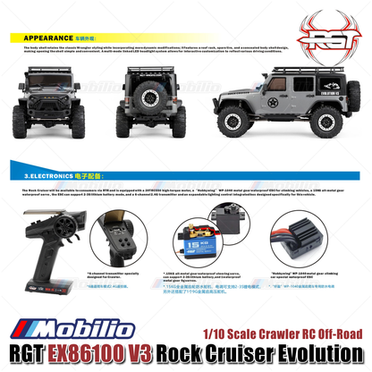 RGT EX86100 V3 ROCK CRUISER 1/10 Scale Rock Crawler Cruiser EX86100V3 4WD Offroad RTR RC Car