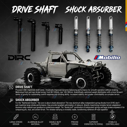 D1RC x RCRFC Ti-Fury RTR R1 Kompetisi Kelas 1/10 Extreme Crawler (Tidak Berwarna + Titanium Mentah) Rainforest Chariot Sudah Terpasang