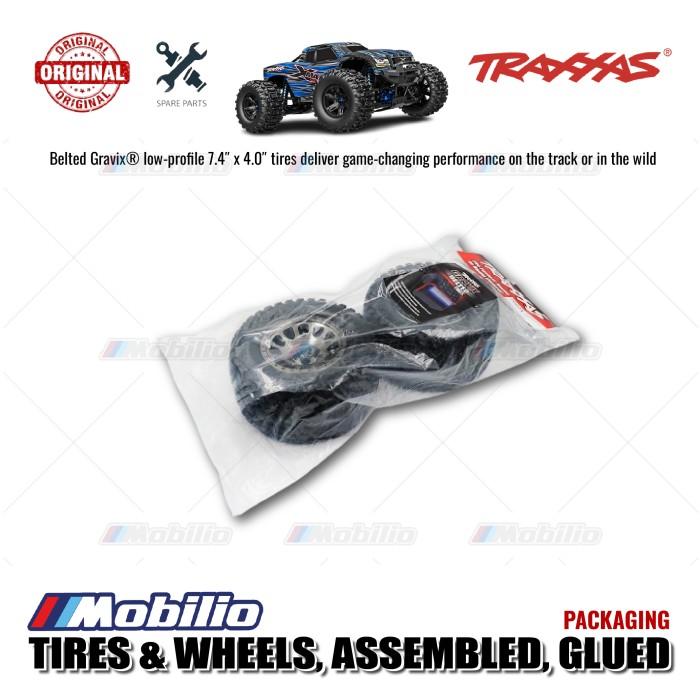 Traxxas Part #7862X Tires & Wheels Assembled Glued XRT Race Black Chrome Wheels Gravix Belted Tires Dual Profile 4.3" Outer 5.7" Inner Foam Inserts RC X-Maxx XRT