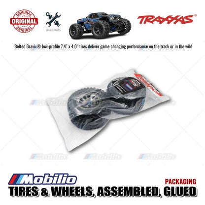 Traxxas Part #7862X Tires & Wheels Assembled Glued XRT Race Black Chrome Wheels Gravix Belted Tires Dual Profile 4.3" Outer 5.7" Inner Foam Inserts RC X-Maxx XRT