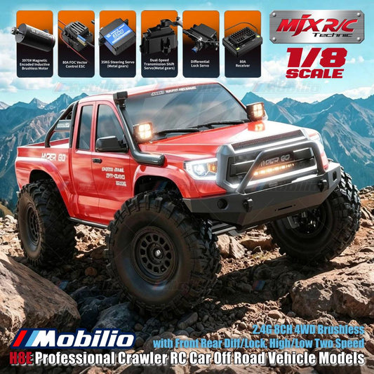 MJX H8E Mobil RC Perangkak Profesional Model Kendaraan Off Road Skala 1/8 2.4G 8CH 4WD Sistem FOC Tanpa Sikat