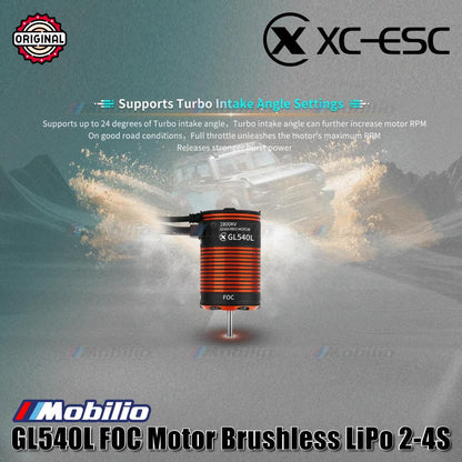 XC-ESC GL540L Sensored FOC Motor Brushless LiPo 2-4S untuk Mobil Crawler Skala 1/10 dengan Torsi Kecepatan Rendah yang Bertenaga dan Tahan Air IP67