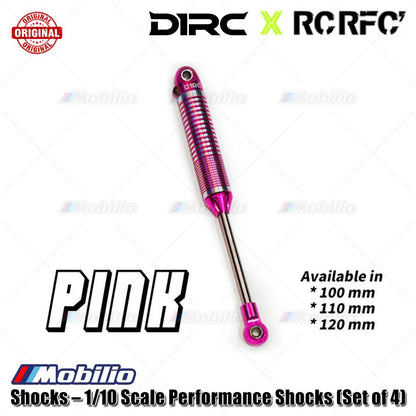 D1RC X RCRFC Shocks - Shock Performa Skala 1/10 (Set isi 4) untuk RC Crawler, Scaler, dan Bangun Kompetisi