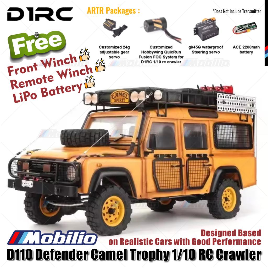 D1RC D110 Defender Camel Trophy Skala 1/10 Jarak Sumbu Roda 334mm Mobil RC Crawler Petualangan