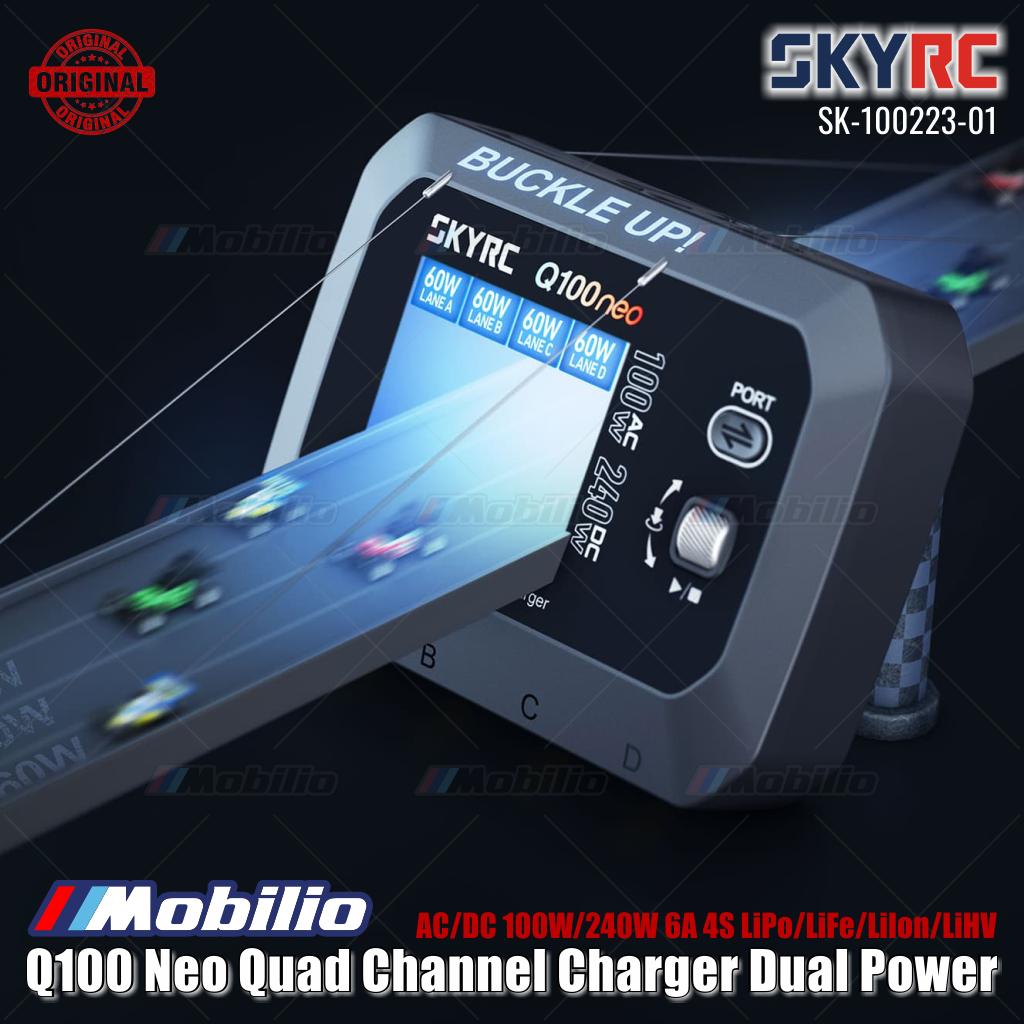 SKYRC #SK-100223-01 Pengisi Daya Empat Saluran Q100 Neo Daya Ganda AC/DC 100W/240W 6A 4S LiPo/LiFe/LiIon/LiHV