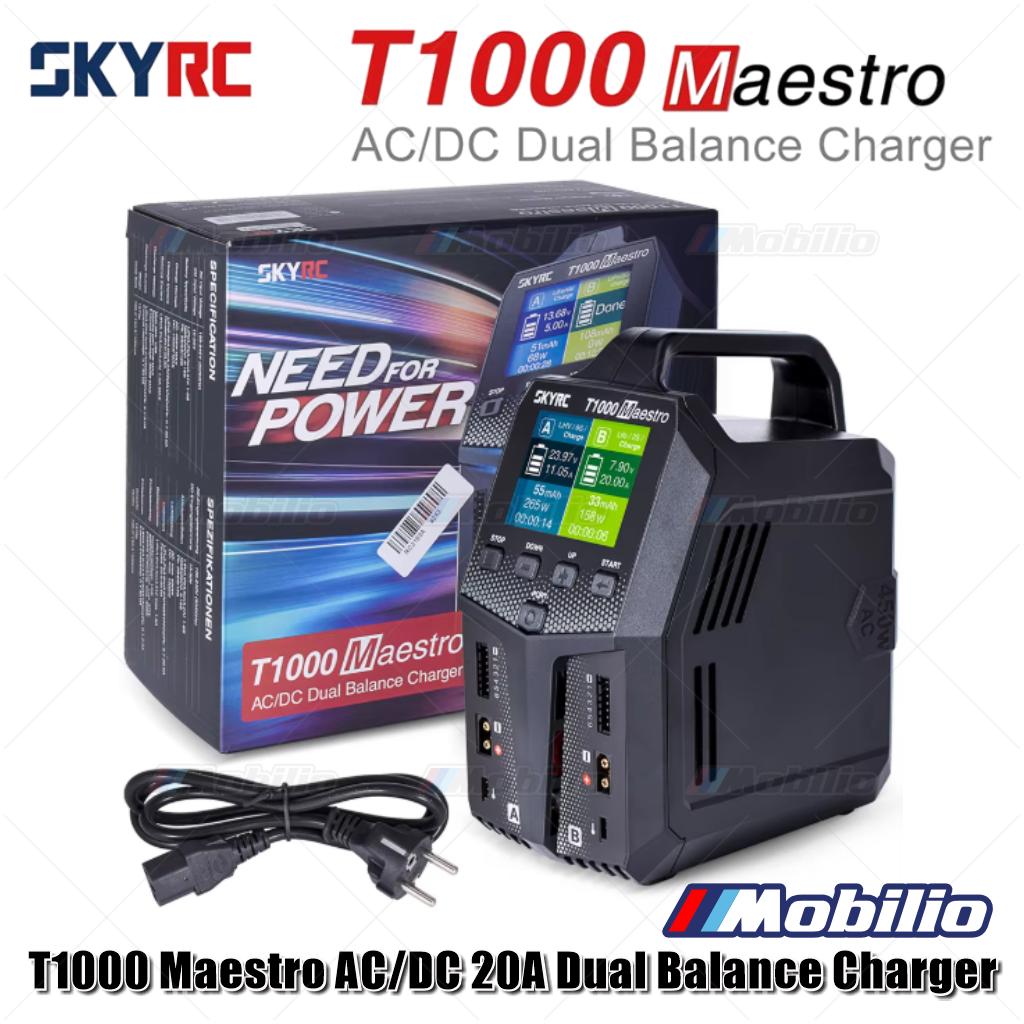 SKYRC T1000 Maestro Charger AC/DC 2A Pengisi Daya Ganda 450W 1000W 1-6S untuk Baterai LiFe NiMH NiCd