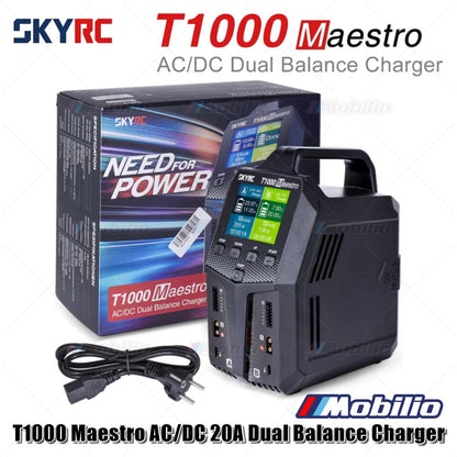 SKYRC T1000 Maestro Charger AC/DC 2A Pengisi Daya Ganda 450W 1000W 1-6S untuk Baterai LiFe NiMH NiCd