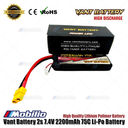 Vant Battery 2S 7.4V 2200 mAh 75 C Lithium Polymer Soft Case Battery
