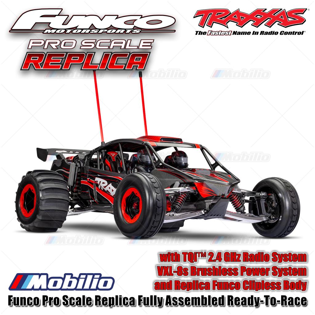 Traxxas 109076-4 Funco Pro Scale Replica Rakitan Lengkap Siap Balap (RTR) dengan Sistem Radio TQi 2.4 GHz, Sistem Tenaga Brushless VXL-8S, dan Bodi Clipless Replika Funco
