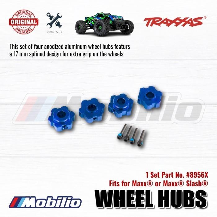 Traxxas Part #8956X Wheel Hubs Hex Blue-anodized with 4x13mm Screw Pins for RC Slash Maxx Truck