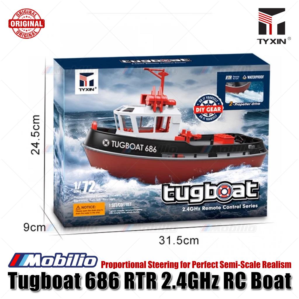 Tugboat TX686 RTR 2.4GHz 1/72 RC Boat Proportional Steering for Perfect Semi-Scale Realism