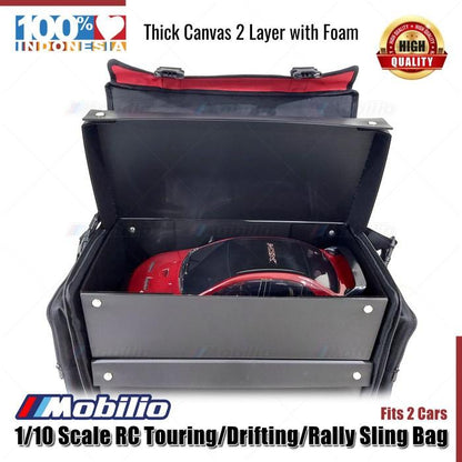 Tas Selempang Reli Drifting Touring RC Skala 1/10 dengan 2 Kotak Dalam Muat 2 Mobil