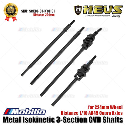 MEUS Racing Poros CVD Isokinetik Logam 3 Bagian untuk Jarak Roda 194mm/224mm Gandar Capra AR44/AR45 1/10