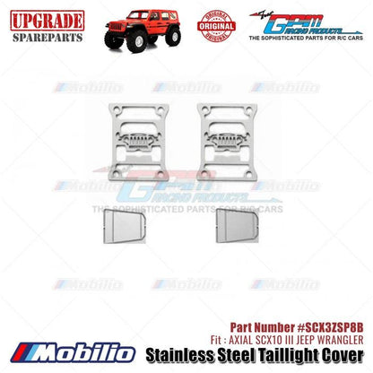 GPM Part #SCX3ZSP8B Stainless Steel Taillight Cover Type B Accessories Axial SCX10 III Jeep Wrangler  Remote Control Toy