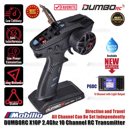 Dumborc X10P-350 10 Channel 2.4GHZ Transmitter with Receiver P10F P10FG P6DC Waterproof Version Available for Remote Control Car Boat Tank All Types of RC Models
