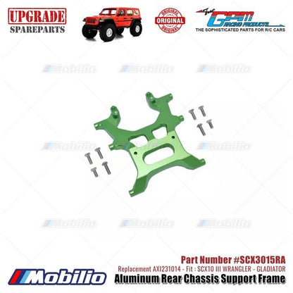 GPM Part #SCX3015RA Aluminum Rear Chassis Support Frame Axial SCX10 III Jeep Wrangler - Gladiator  Remote Control Toy