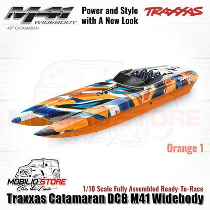 Traxxas 57046-4 Catamaran DCB M41 Brushless Widebody 1/10 Scale Assembled RTR dengan Motor Velineon 540 XL dan Kontrol Remote TQi 2.4 GHz