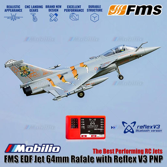 Jet FMS EDF 64mm Rafale dengan Reflex V3 PNP, Jet RC Berperforma Terbaik untuk Aero Modelling