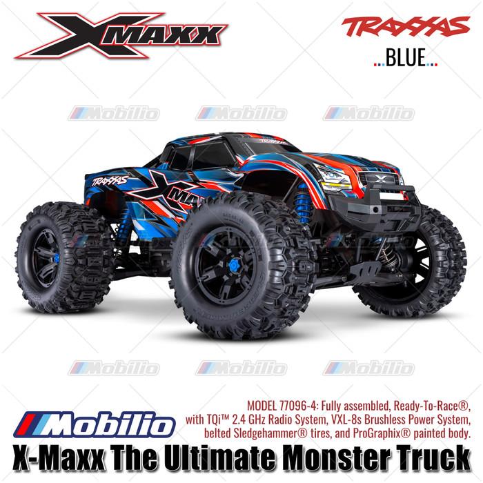 TRAXXAS 77096-4 Truk Monster X-maxx Xmaxx Skala 1/6 Baru dengan Ban Belted Sledgehammer, Motor Brushless 8s, Penggerak 4WD, TQI, TSM, Siap Pakai (RTR)