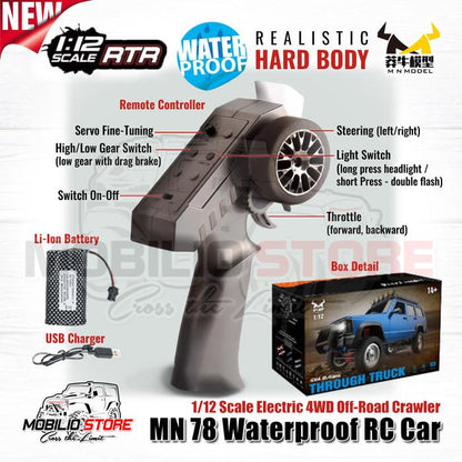 RC MN78 Waterproof Jeep Cherokee 213 1/12 Scale 4WD Crawler Car RTR