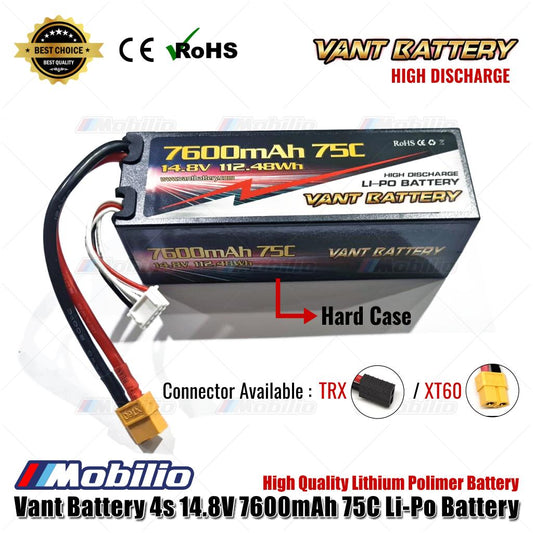 Vant Battery Lipo 4S 14.8V 7600 mAh 75C Baterai RC Lithium Polimer