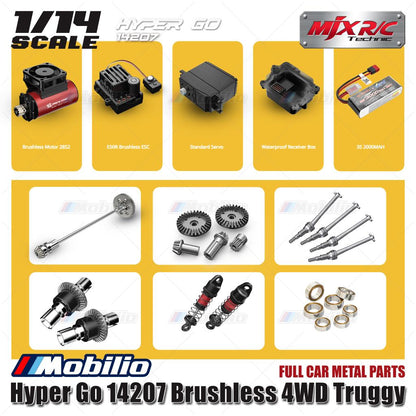 MJX Hyper Go 14207 62KPH Brushless 1:14 Scale Truck with Battery 2S 7.4V 3000mAh LiPo (included)