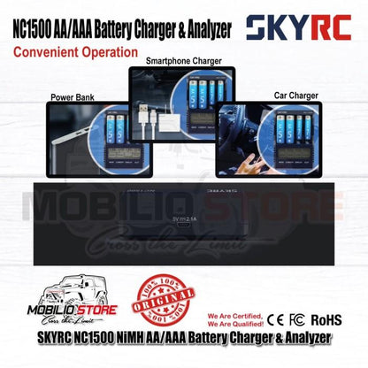 SKYRC NC1500 AA/AAA Charger & Penganalisis Baterai NiMH 5V 2.1A Input USB