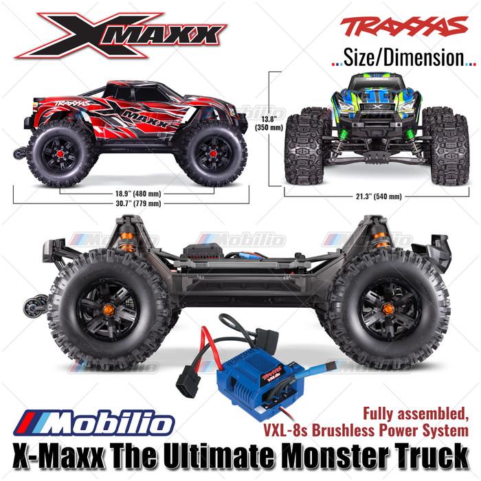 TRAXXAS 77096-4 Truk Monster X-maxx Xmaxx Skala 1/6 Baru dengan Ban Belted Sledgehammer, Motor Brushless 8s, Penggerak 4WD, TQI, TSM, Siap Pakai (RTR)