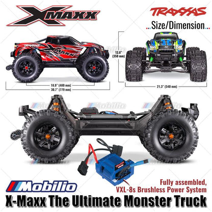 TRAXXAS 77096-4 Truk Monster X-maxx Xmaxx Skala 1/6 Baru dengan Ban Belted Sledgehammer, Motor Brushless 8s, Penggerak 4WD, TQI, TSM, Siap Pakai (RTR)