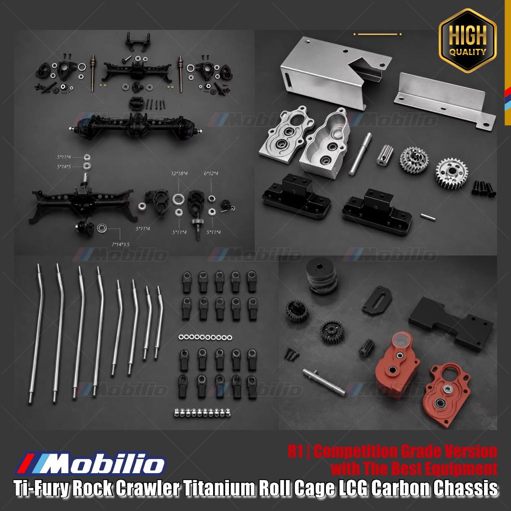 D1RC x RCRFC Ti-Fury RTR R1 Kompetisi Kelas 1/10 Extreme Crawler (Tidak Berwarna + Titanium Mentah) Rainforest Chariot Sudah Terpasang