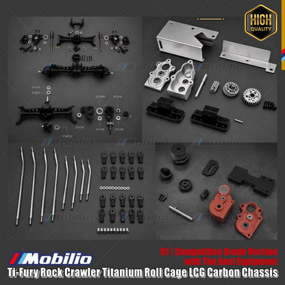 D1RC x RCRFC Ti-Fury RTR R1 Kompetisi Kelas 1/10 Extreme Crawler (Tidak Berwarna + Titanium Mentah) Rainforest Chariot Sudah Terpasang