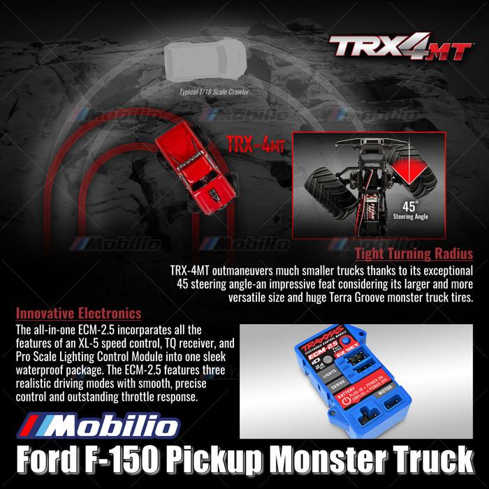 Traxxas 98044-1 TRX-4MT Ford F-150 Ranger XLT Pickup Monster Truck Bigfoot Skala 1/18 4X4 RTR Rakitan Lengkap Tahan Air TRX4MT Tanpa Klip