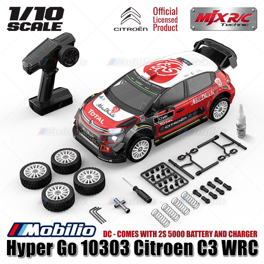 MJX Hyper Go 10303 (DC) 70KPH Brushless 1:10 Scale Citroen C3 WRC Rally Car with Battery 2S 5000 and Charger