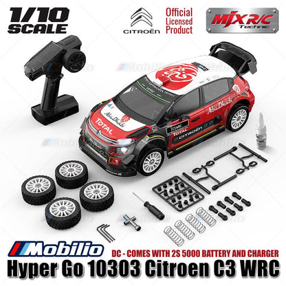 MJX Hyper Go 10303 (DC) 70KPH Brushless 1:10 Scale Citroen C3 WRC Rally Car with Battery 2S 5000 and Charger