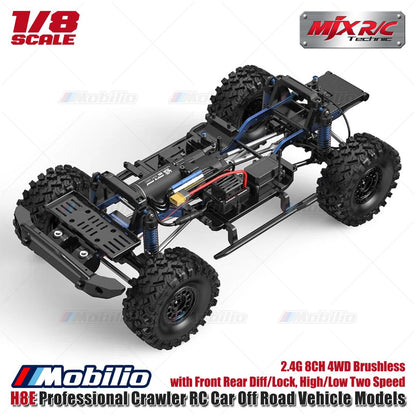 MJX H8E Mobil RC Perangkak Profesional Model Kendaraan Off Road Skala 1/8 2.4G 8CH 4WD Sistem FOC Tanpa Sikat