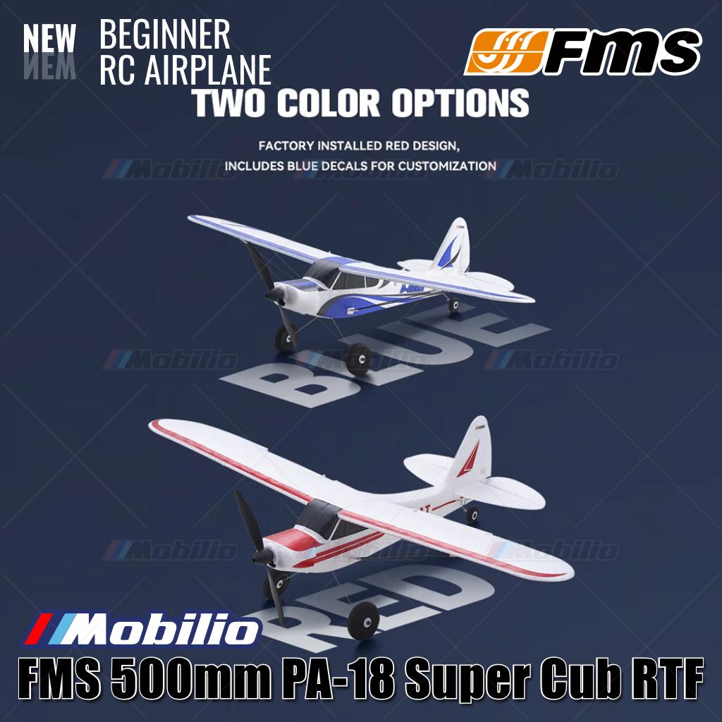 Pesawat RC Mikro FMS 500mm PA-18 Super Cub RTF Mudah Diterbangkan untuk Pemula