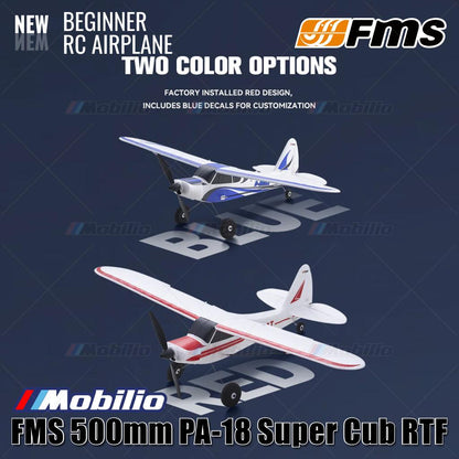 Pesawat RC Mikro FMS 500mm PA-18 Super Cub RTF Mudah Diterbangkan untuk Pemula