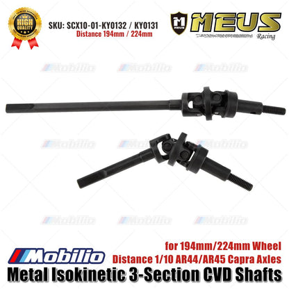 MEUS Racing Poros CVD Isokinetik Logam 3 Bagian untuk Jarak Roda 194mm/224mm Gandar Capra AR44/AR45 1/10