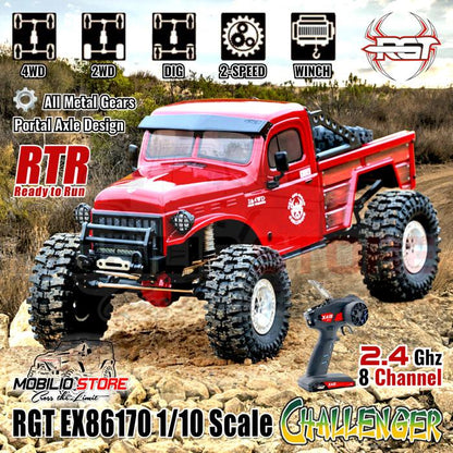 RGT EX86170 Challenger 1/10 Skala 2.4G 2-Kecepatan FWD/4WD Mobil RC Crawler