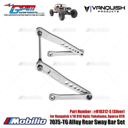 GPM Part #H10312 7075-T6 Alloy Rear Sway Bar Set for Vanquish 1/10 H10 Optic Yokohama Sparco RTR