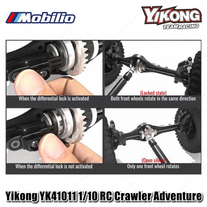 Yikong YK41011 1/10 RC Crawler Adventure 2.4GHz RTR Manual Differential Locks & Steel Chassis Ready to Run