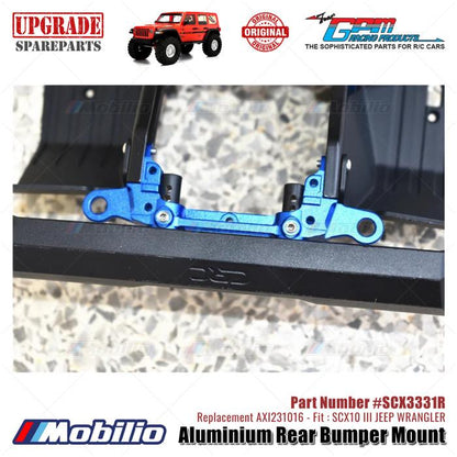 GPM Part #SCX3331R Aluminium Rear Bumper Mount Upgrade Axial SCX10 III Jeep Wrangler AXI231016 Replacement
