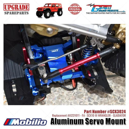 GPM Part #SCX3024 Aluminum Servo Mount RC Upgrade Axial SCX10 III Jeep Wrangler - Gladiator