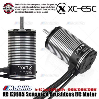 Motor RC Brushless Sensored XC-ESC E3665 2-3S/2-4S LiPo 4000KV/3300KV/2500KV untuk Mobil RC