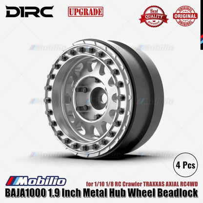 D1RC BAJA1000 Velg Logam Hub Beadlock 1.9 Inci untuk Crawler RC 1/10 1/8 TRAXXAS AXIAL RC4WD Bagian Peningkatan