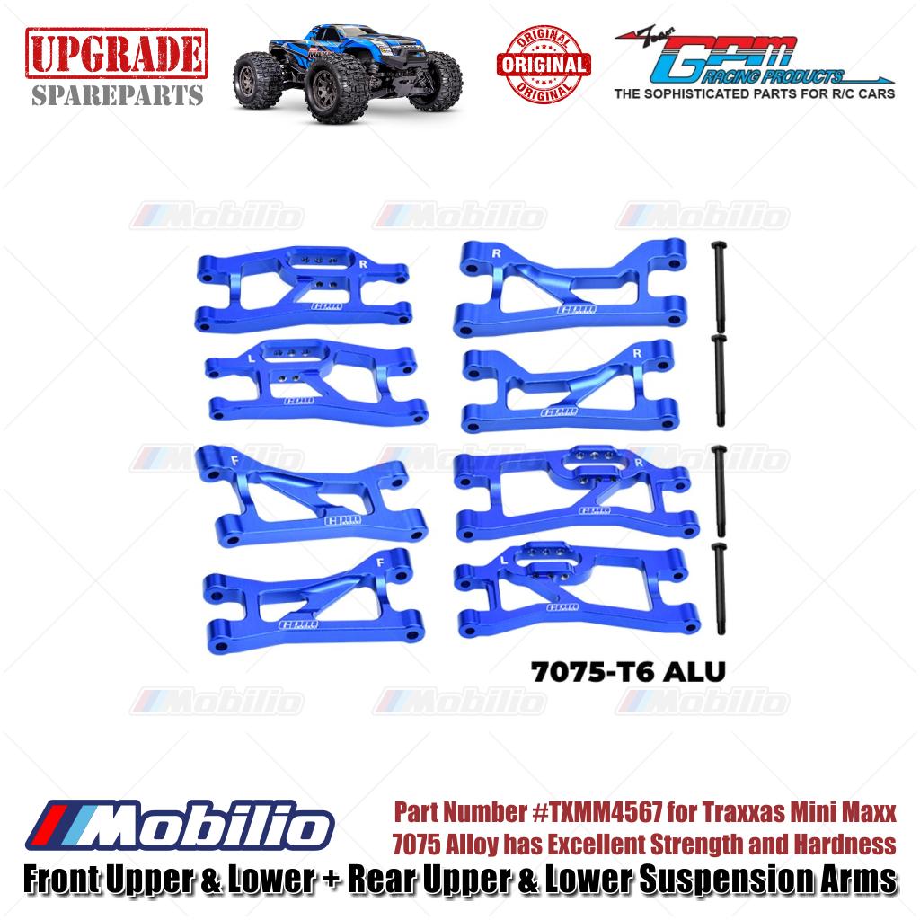 GPM Part #TXMM4567 7075 Alloy Front Upper & Lower + Rear Upper & Lower Suspension Arms for RC Traxxas Mini Maxx